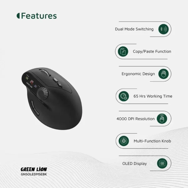 موس ارگونومیک عمودی Smart OLED گرین لاین - Image 2